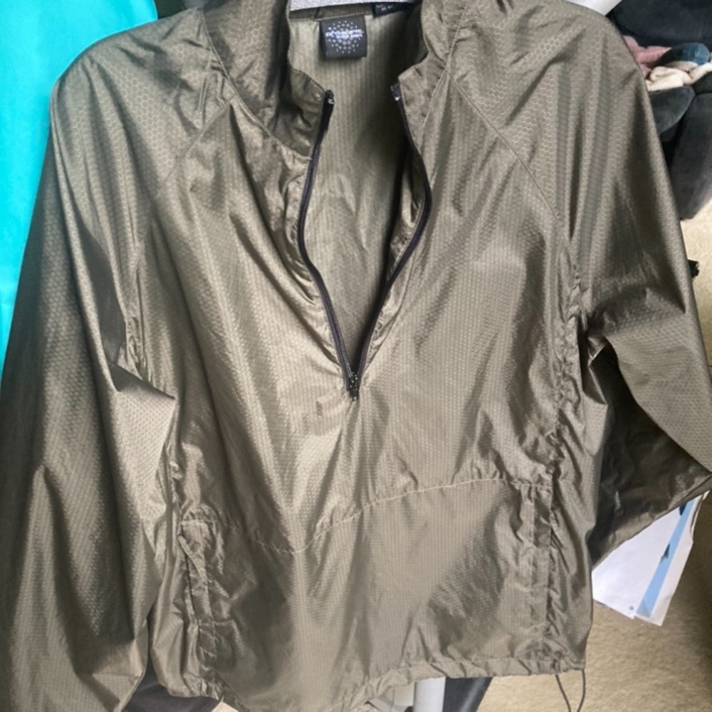 Prospirit Olive Green Quarter Zip Nylon Windbreaker Pullover Jacket Men’s Size M